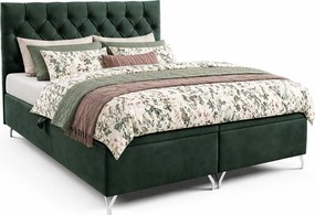 Ciemnozielone łóżko kontynentalne z pojemnikiem 5 rozmiarów R2-C89