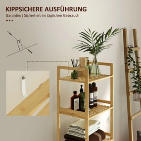 Półka łazienkowa HOMCOM z bambusa, z 5 regulowanymi półkami, 43,5 x 31,5 x 142 cm, drewno naturalne