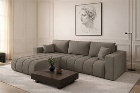 Narożnik z funkcją spania i pojemnikiem MILO PREMIUM, tkanina Wind, Brązowoszary, Lewy