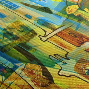 Obraz - Architektura, abstrakcja kubistyczna (170x50 cm)