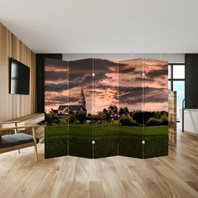 Parawan - Krajobraz z kościołem (210x170 cm)