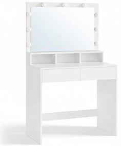 Toaletka VANESA z dużym lustrem i oświetleniem, 80x40x140 cm, biała SongmicsHome