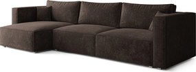 Masseno Narożnik TOLMO z funkcją spania i pojemnikiem na pościel Narozniki L, Rozkładana sofa - Brązowy, LUMO 40