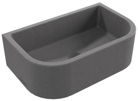 Umywalka betonowa półokrągła wisząca / nablatowa bez otworu na baterię 49 x 30 cm PALANGA | różne kolory : Kolor - Popielaty, Typ montażu - podwieszana
