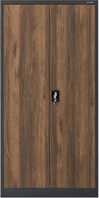 Dwudrzwiowa szafa aktowa z sejfem Eco Design Tomasz, 90x45x185 cm, antracyt/orzech