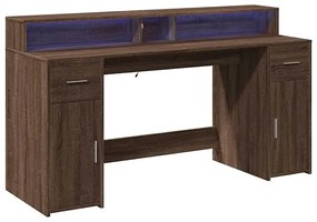 Biurko podświetlane 160 cm brązowy dąb H1-T58