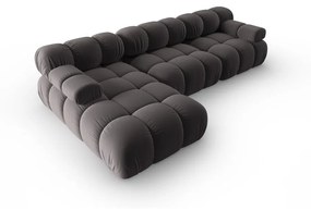 Ciemnoszara aksamitna sofa 285 cm Bellis – Micadoni Home