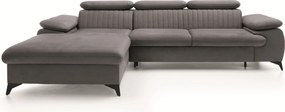 Masseno Narożnik FIORE z funkcją spania i pojemnikiem na pościel Narozniki L, Rozkładana sofa - Szary, MONOLITH 92