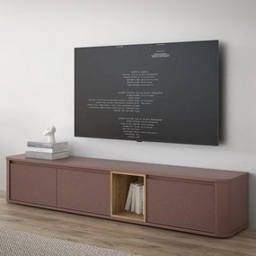 Szafka RTV Breathtaker 220 cm, kolor terakota/dąb Mauvella