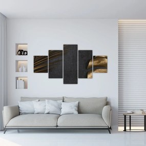Obraz ze złotymi liśćmi (125x70 cm)