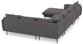 Ciemnoszara sofa w kształcie litery U Cosmopolitan Design Vienna, prawostronna