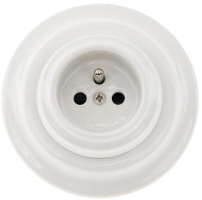 Bohemia-Design - Porcelanowe retro gniazdko domowe z ramką 250V/16A białe