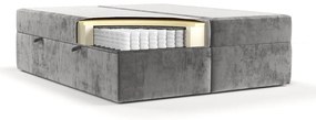Szare łóżko boxspring ze schowkiem 140x200 cm Yoko – Maison de Rêve