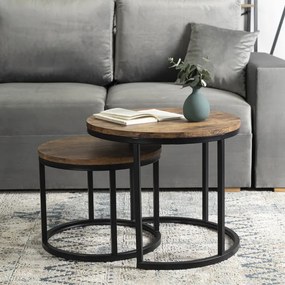 Zestaw Stolików Kawowych FIGO 43 cm/53 cm Dąb Rustykalny