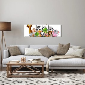 Obraz zwierząt (z zegarem) (90x30 cm)
