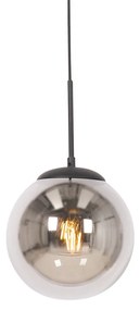 Lampa wisząca w stylu art deco czarna z przydymionym szkłem - FloreDesignerski Oswietlenie wewnetrzne