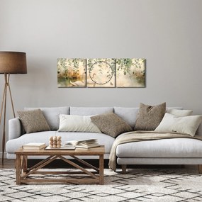 Obraz - Jezioro, akwarela (z zegarem) (90x30 cm)