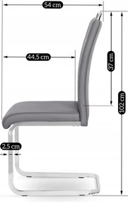 Krzesło Tapicerowane do Jadalni LOCA Szare Na Płozach Ekoskóra Nowoczesne