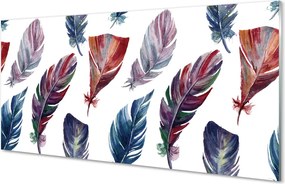 Szkło do Kuchni na Ścianę Detal Kolorowych Piór