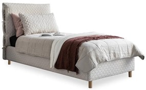 Beżowe tapicerowane łóżko jednoosobowe ze stelażem 90x200 cm Sleepy Luna – Miuform