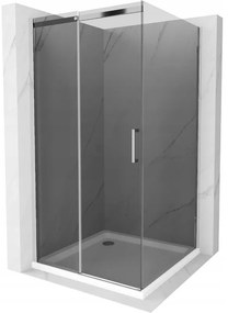 Mexen Omega kabina prysznicowa rozsuwana 100 x 100 cm, grafit, chrom + brodzik Flat, bialy - 825-100-100-01-40-4010