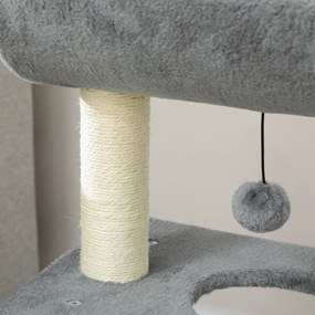 PawHut Drapak dla kota, w zestawie zabawka i legowisko, 60 cm x 30 cm x 76 cm, jasnoszary | Aosom PL