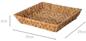 Kosz kwadratowy pleciony z hiacyntu wodnego BRAID, 29 x 29 cm