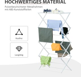 HOMCOM Suszarka do prania składana 8-poziomowa suszarka na pranie metal tworzywo sztuczne biały