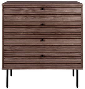 Ciemnobrązowa niska komoda w dekorze dębu 80x85 cm Kyoto – House Nordic