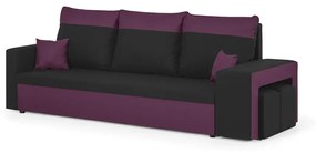 Kanapa sofa 3 os z funkcją spania DAKOTA2 Czarny/Fioletowy