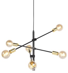 Industrialna lampa wisząca czarna i złota 78 cm 6-świateł - SydneyPrzemysłowy Oswietlenie wewnetrzne