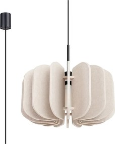 Lampa wisząca nowoczesny Mula, filc/stal - 1 źródło - L.45 x H.146 cm - beżowy/czarny