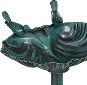 Outsunny Kąpielisko Dla Ptaków z Figurkami, 2 Baseny, Plastik, Antyczny Wygląd, 49,5 dł. x 38 szer. x 81 wys. cm, Ciemnozielony