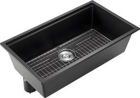 Nowoczesna Zlewozmywak Kuchenny SucceBuy z Granitu 83,8 cm, Zlewozmywak Podblatowy z Dużą Pojedynczą Komorą, Komora do Mycia z Wieloma Akcesoriami