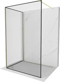 Mexen Kioto ścianka prysznicowa Walk-in 120 x 90 cm, czarna ramka, złota szczotkowana - 800-120-212-55-70-090