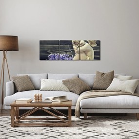 Obraz anioła z kwiatem (z zegarem) (90x30 cm)