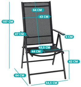 Aluminiowe składane krzesło ogrodowe, 2 szt