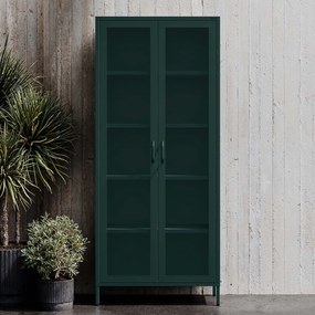 Witryna szklana do salonu butelkowa zieleń Modern ANGELO 800 x 1850 x 450 mm