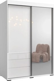 Szafa przesuwna z lustrem Torino 2D1L 140 Biała (lacobel)