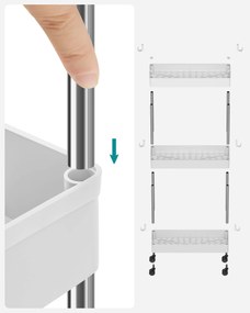 MOBIX wąska półka na kółkach z 3 koszami, kolor biały