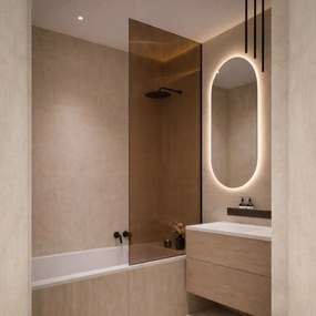 Parawan nawannowy prostokątny ARTE WELLE Classic XXL Brown szkło brązowe ryflowane | Różne rozmiary : Kolor profili kabiny - czarny, Rozmiar - 90 x 210 cm