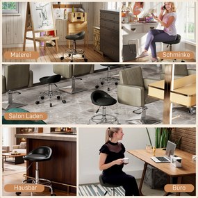 HOMCOM Obrotowy Taboret z Regulacją Wysokości z Oparciem, 59-75 cm, Obrotowy 360°, Czarny