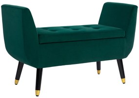 HOMCOM Ławka z Miejscem na Przechowywanie, Podłokietniki, Aksamitny Poliester, Drewno Kauczukowe, 107 x 42 x 65 cm, Zielony