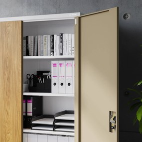 Szafa biurowa metalowa Biały/ Złoty dąb: Eco Design JAN II