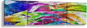 Obraz - Mur z cegły z kolorowymi płomieniami (170x50 cm)