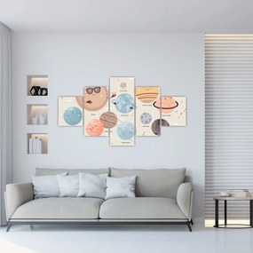 Obraz - Planety z nazwami (125x70 cm)