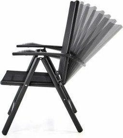 Regulowane krzesło ogrodowe + stołek na nogi - czarny