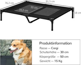 PawHut Lezak dla psow na zewnatrz sofa dla zwierzat miejsce do spania wygodne i trwale szare i czarne | Aosom PL