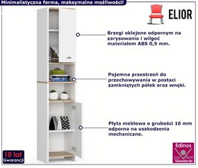 Biały słupek łazienkowy z podwójnymi drzwiczkami - Zimos