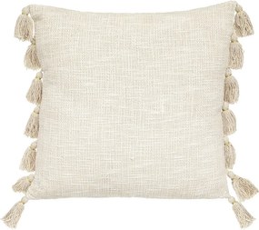 Dekoracyjna Poduszka Biała Iwory 50x50cm z Pomponami